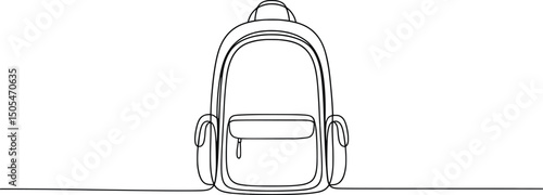 Minimalist Line Art Backpack Illustration, Simple Continuous Drawing.