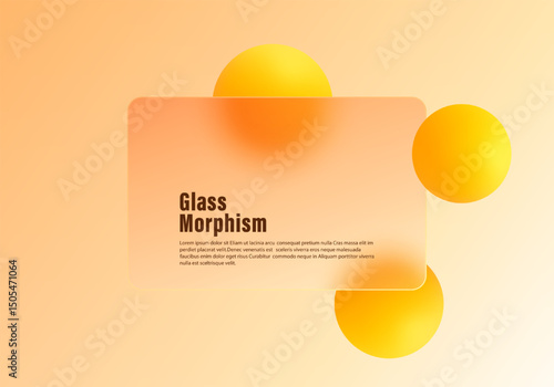 Transparent panel with glowing yellow-orange spheres on a warm gradient background.