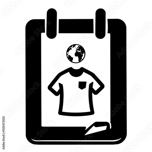 Sketchpad with shirt design and globe – sustainable fashion and environmental awareness