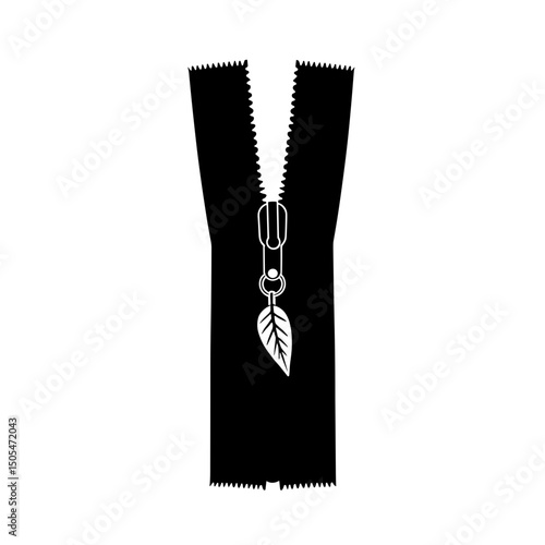 Silhouette of bamboo zipper with leaf charm – sustainable fashion accessory