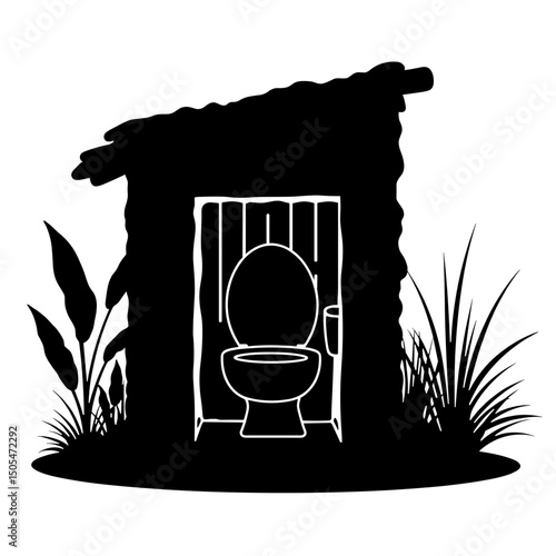 Silhouette of composting toilet in rustic cabin – off-grid eco sanitation