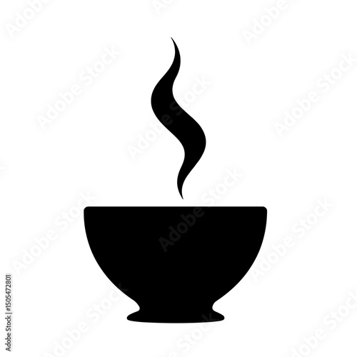 Silhouette of steaming porridge bowl – warm rural breakfast and comfort food