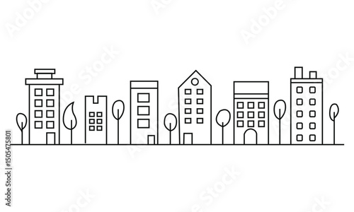 Buildings line icon set. Bank, school, courthouse, university, library. Architecture public infrastructure. City, real estate, home, house, palace, resort, apartment line icons set