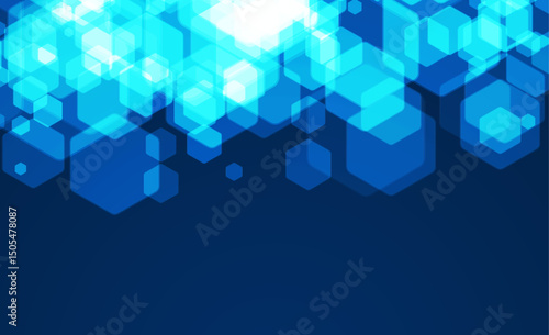 Modern abstract blue background with glowing hexagons. Hexagon shape design. for brochure, science, website, banner, flyer, presentation, cover