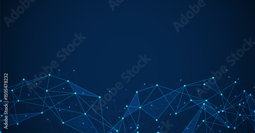 Geometric connected background. Connecting dots and lines. Global network connection. Banner template for technology.