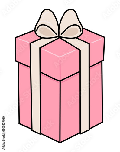 Pink Gift Box with Ribbon for Birthday Celebration