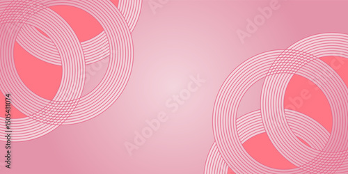 pink gradient background with 3d circle pink papercut layer, vector illustration