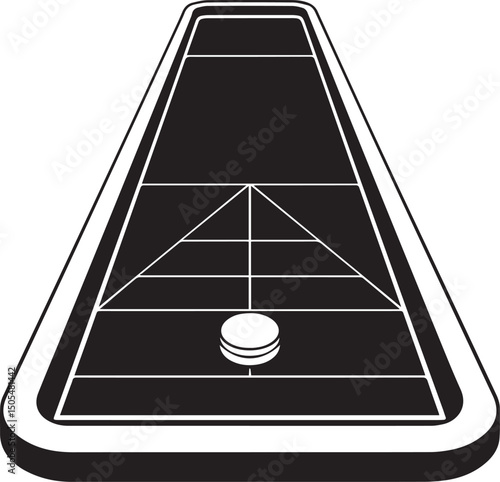Shuffleboard Court Silhouette Vector - Classic Black Game Layout Design