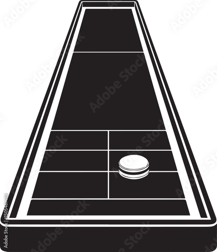 Shuffleboard Court Silhouette Vector - Classic Black Game Layout Design