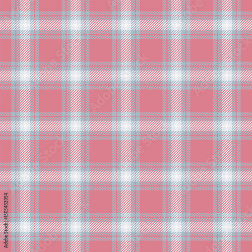 Dining room textile pattern fabric, poncho check tartan plaid. Antique texture seamless background vector in red and pastel colors.