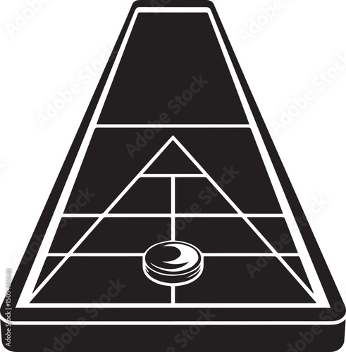 Shuffleboard Court Silhouette Vector - Classic Black Game Layout Design