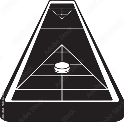 Shuffleboard Court Silhouette Vector - Classic Black Game Layout Design