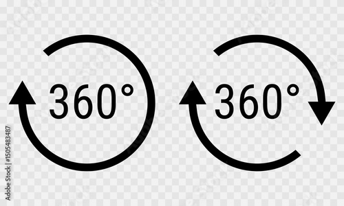 360 degree vector icons on a checkered background