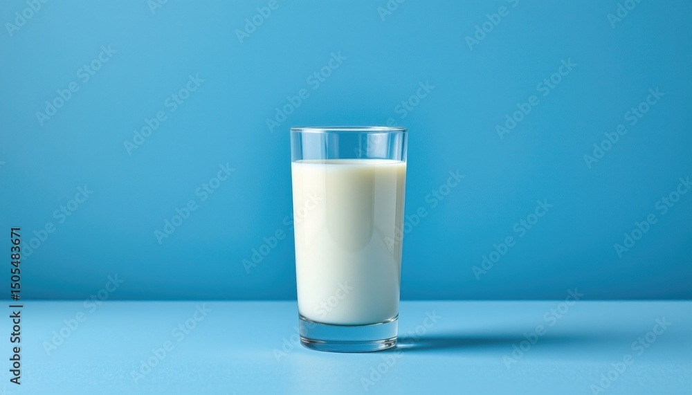 Fresh Milk in a Clear Glass on a Blue Background for Healthy Lifestyle and Nutrition Concepts Fresh Milk in a Clear Glass on a Blue Background for Healthy Lifestyle and Nutrition Concepts