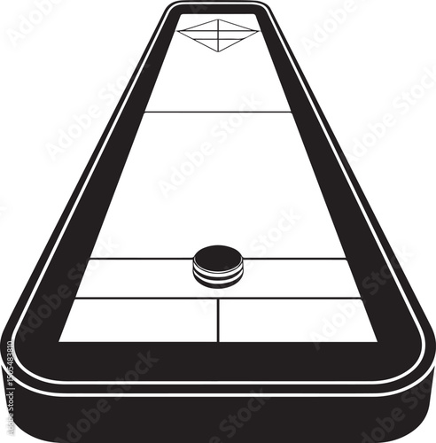 Shuffleboard Court Silhouette Vector - Classic Black Game Layout Design