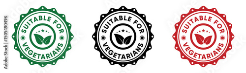 Suitable for Vegetarians Badge Icon Label Design Set