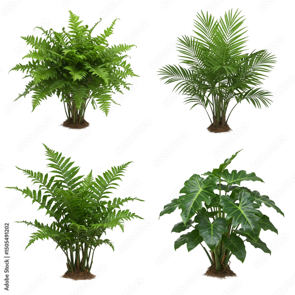 Fototapeta premium Set of indoor plants isolated on transparent background