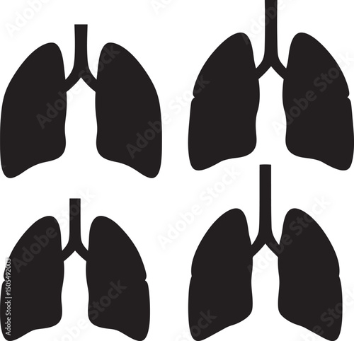 Lungs Icon Silhouette Vector Art Illustration Isolated on White Background