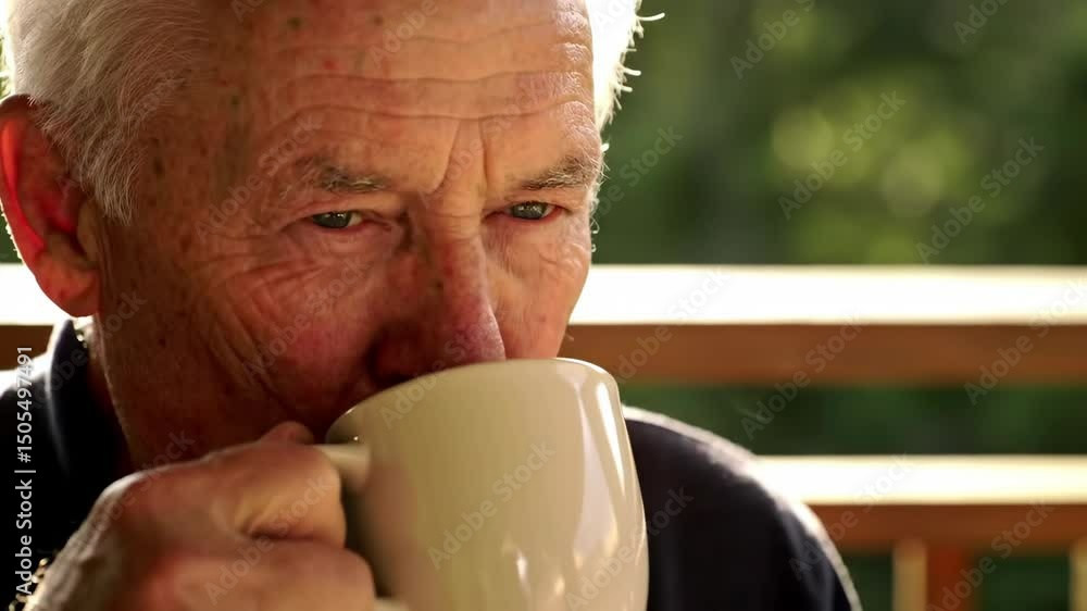 Older man enjoying beverage outdoors Older man enjoying beverage outdoors
