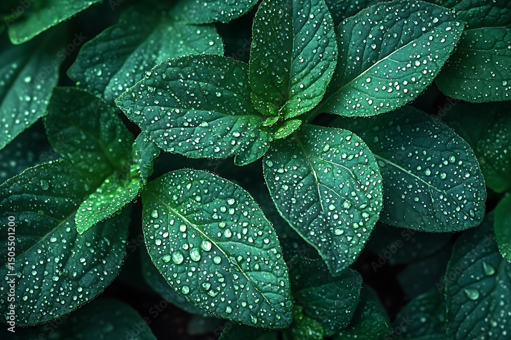Obraz premium Garden kale seedling with water droplets high resolution picture
