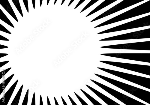 Luz. Composición abstracta en blanco y negro. Agujero blanco. Oportunidad. Circulo blanco dirigido