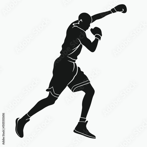 Black Silhouette Of Boxer Dodging Opponent