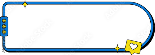 Retro 90s text frame shape. Blank banner or frame for text in retro style. Vector isolated