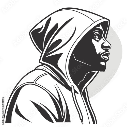 Black Silhouette Of Boxer Eyes Under Hoodie