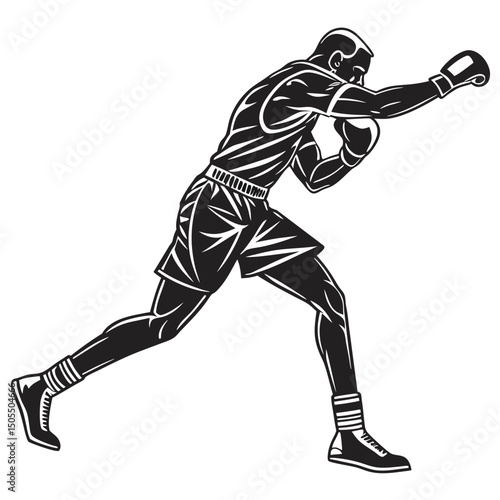 Black Silhouette Of Boxer Sprinting