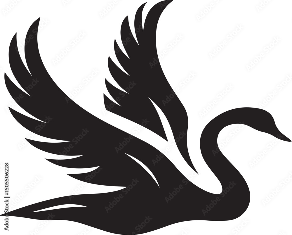Fototapeta premium Minimalist Black Swan Silhouette Vector Art – Elegant Curves & Stylized Feathers
