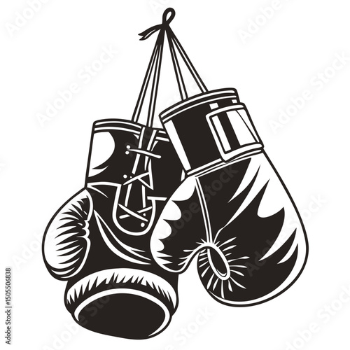 Black Silhouette Of Vintage Boxing Gloves
