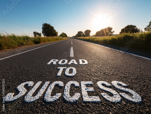 Wallpaper Mural Road to success under a clear sky at sunset in a rural landscape Torontodigital.ca