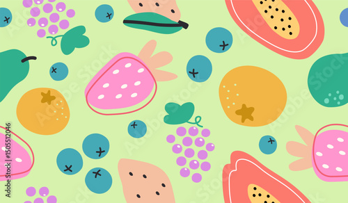 Cute mix fruits pattern background vector design