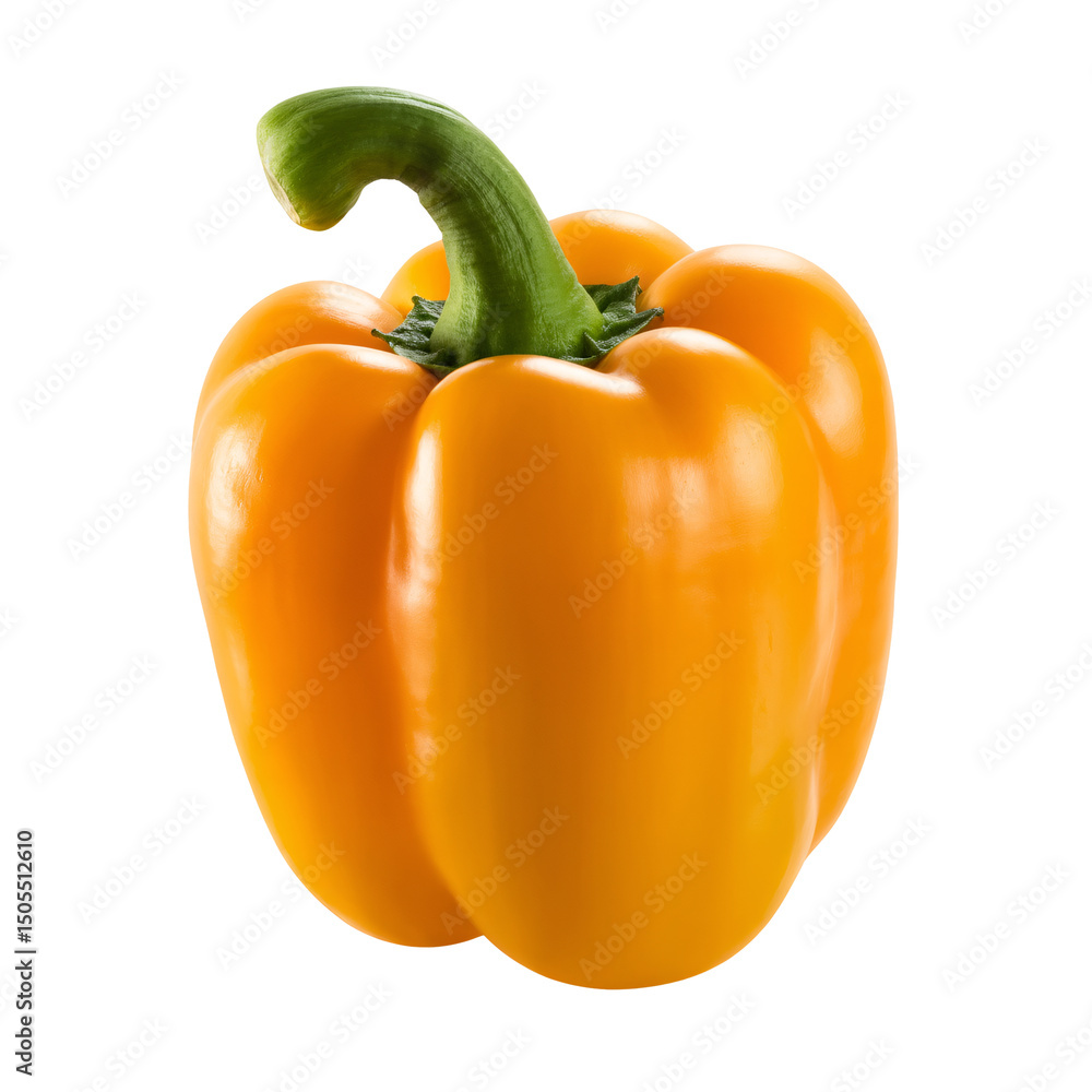 Fresh yellow bell pepper isolated on transparent background, ripe organic vegetable for healthy cooking. Fresh yellow bell pepper isolated on transparent background, ripe organic vegetable for healthy cooking.
