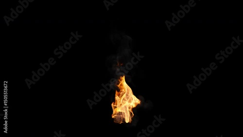 Seamlessly looping fire flames, 4k 24p, with alpha channel and green screen for transparent background