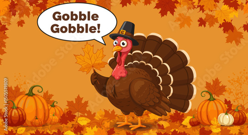 Thanksgiving Feast: A Turkey with Pie and Party Hats