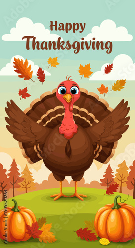 Thanksgiving Feast: A Turkey with Pie and Party Hats
