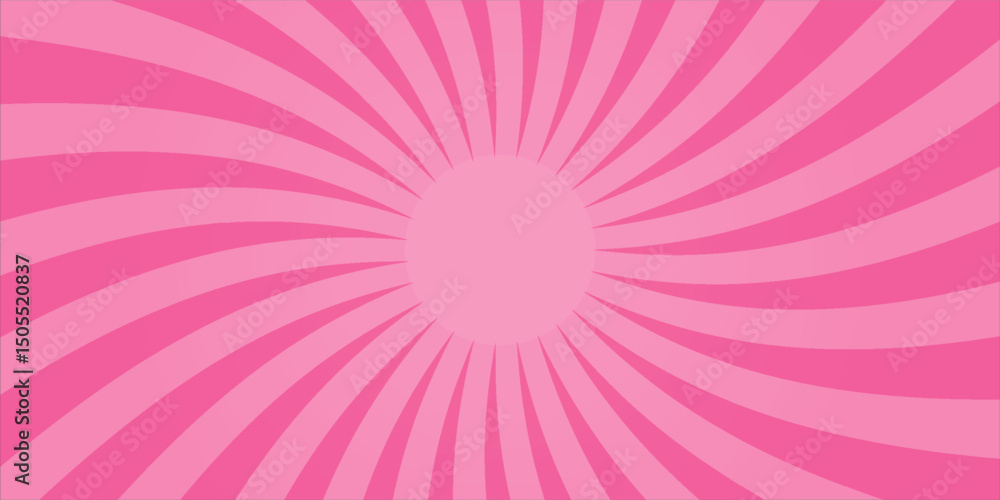 Obraz premium Abstract Vector Candy Spiral Pattern on Pink Background. Square Poster with Fun Pink Hypnotic Swirls, Retro Inspired Grunge Sun Rays