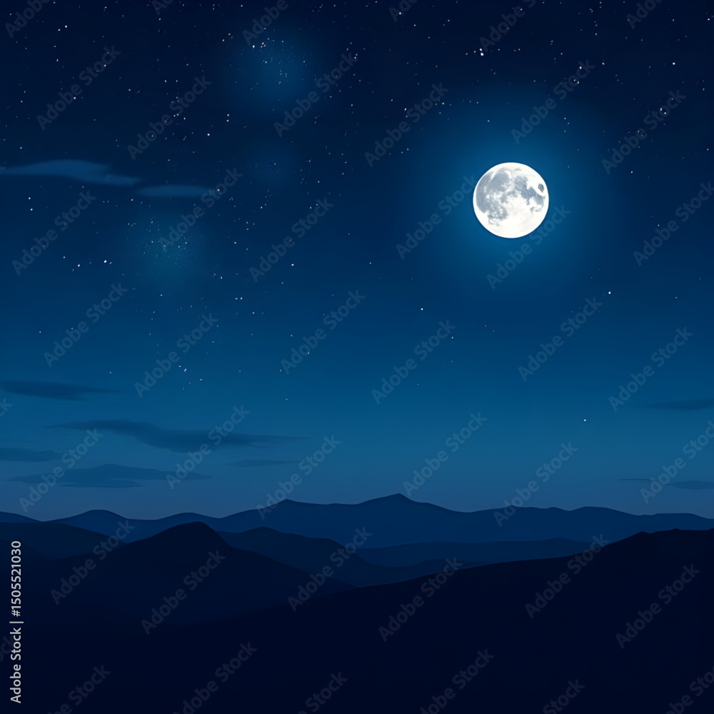 Fototapeta premium Full moon, Moon over sky, Night sky with moon, Moonlight, Full moon background, Bright moon, Lunar sky, Starry night with moon, Moon glow, Moon in clouds, Full moon illustration, Moon over city, Moon 