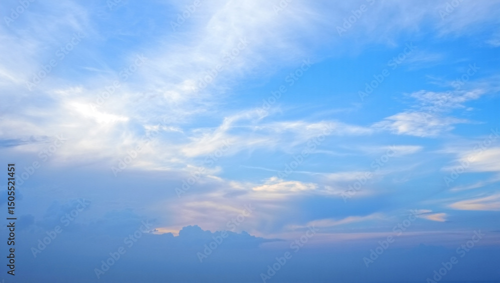 Beautiful blue sky with wispy clouds perfect for background or n Beautiful blue sky with wispy clouds perfect for background or n