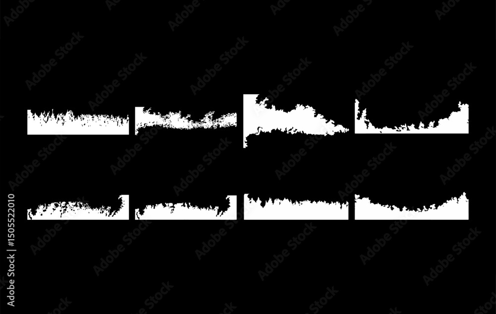 Obraz premium Collection of Black and White Brushstroke Edges and Borders