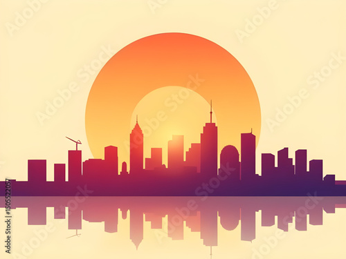cartoon skyline, cartoon dusk city, sunset over town cartoon, modern city cartoon, animated town skyline, cartoon city lights, bright sunset skyline, cartoon city horizon, urban sunset cartoon