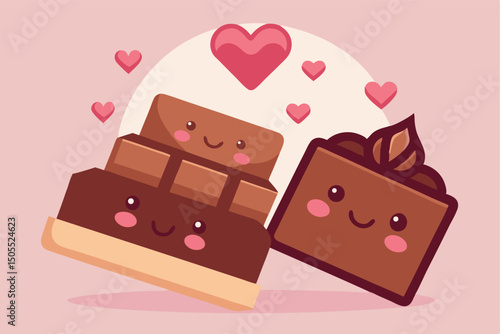 Cute chocolate bar and brownie valentines day treat