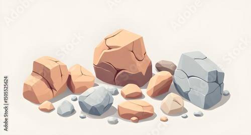 rock types vector, various rocks illustration, assorted rocks vector, rocks bundle vector, geology stones pack, rock materials vector, mineral stone illustration, boulders vector set, pebbles vector p