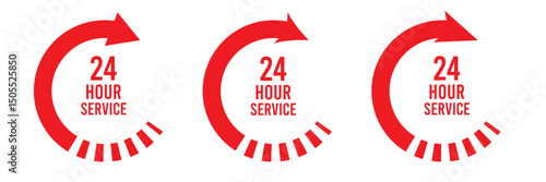 12 hours to 24 hours worksheet. 24 hours clock with arrow icons vector, time, delivery and service icons, 24 hours 7 days icon, 365 days icons flat vector illustration isolated on white background.