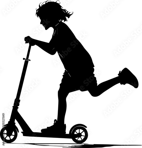 Child Riding Kick Scooter Silhouette
