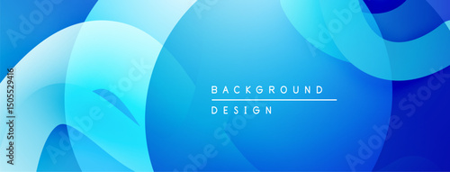 Abstract blue background. Overlapping shapes create dynamic, modern visual effect. Smooth gradients offer clean aesthetic.