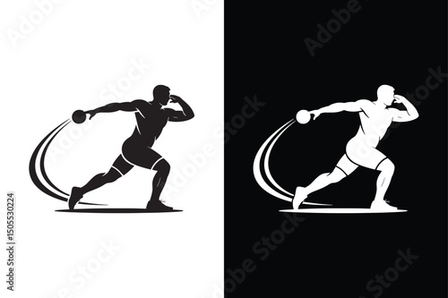 Discus Throw icon on White Background Vector Art Illustration on white background.