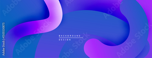 Abstract fluid shapes, vibrant blue purple gradients. Modern design element for backgrounds, presentations. Smooth curves create dynamic composition.
