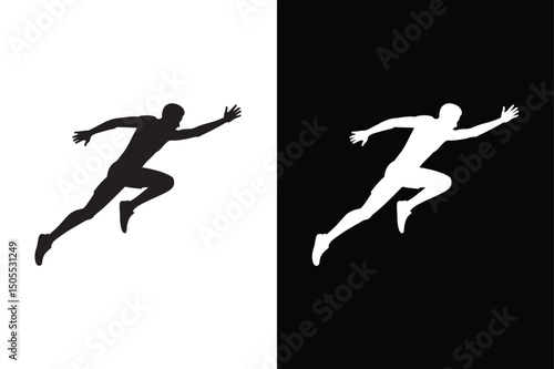 Long Jump icon flat icon vector on White Background Vector Art Illustration on white background.